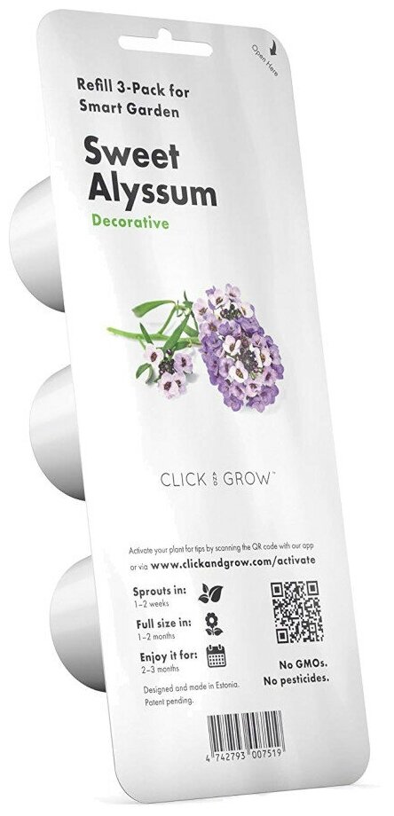 Набор картриджей для умного сада Click and Grow Refill 3-Pack Алиссум душистый (Sweet Alyssum) - фотография № 1