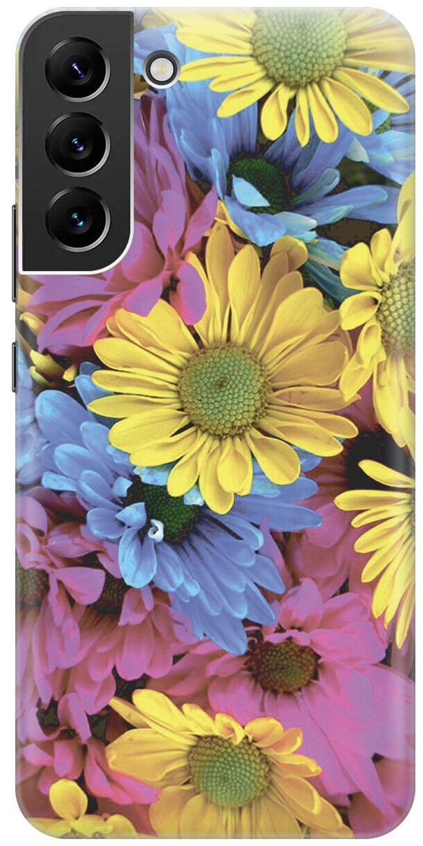 Силиконовый чехол Разноцветные ромашки на Samsung Galaxy S22+ / Самсунг С22 Плюс