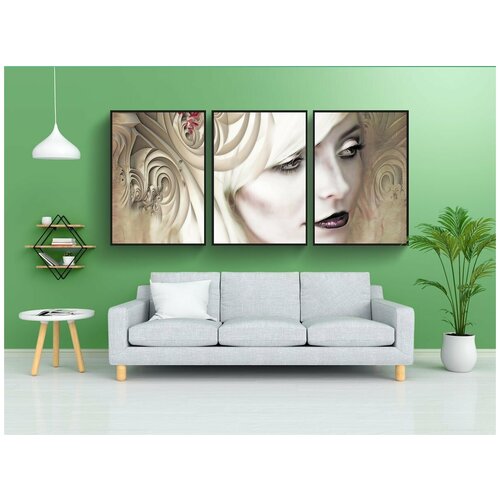 фото Набор модулных постеров для интерьера "готика, темный, фантазия" 60x90 см. в тубусе, без рамки lotsprints