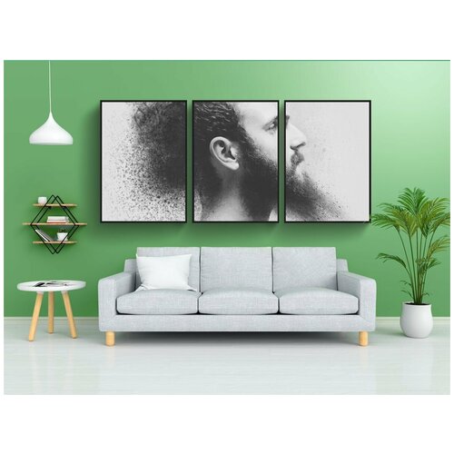 фото Набор модулных постеров для интерьера "один, лицо, борода" 60x90 см. в тубусе, без рамки lotsprints