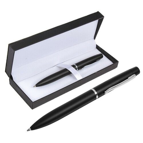 Ручка подарочная, шариковая Графит в кожзам футляре, поворотная, чёрно-серебристый корпус ручка подарочная шариковая классика в кожзам футляре чёрно серебристая