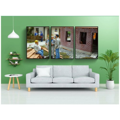 фото Набор модулных постеров для интерьера "строитель, строительство, строительные работы" 60x90 см. в тубусе, без рамки lotsprints