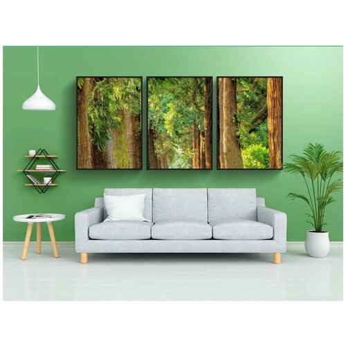 фото Набор модулных постеров для интерьера "дорожка, парк, деревья" 60x90 см. в тубусе, без рамки lotsprints