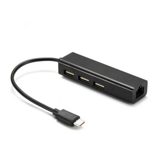 сетевая карта rj 45 orient jk 341 usb3 0 на lan ethernet кабель адаптер хаб три порта Сетевая карта RJ-45 KS-is KS-339B USB2.0 Type-C на LAN Ethernet кабель адаптер + хаб три порта RTL8152B - чёрная