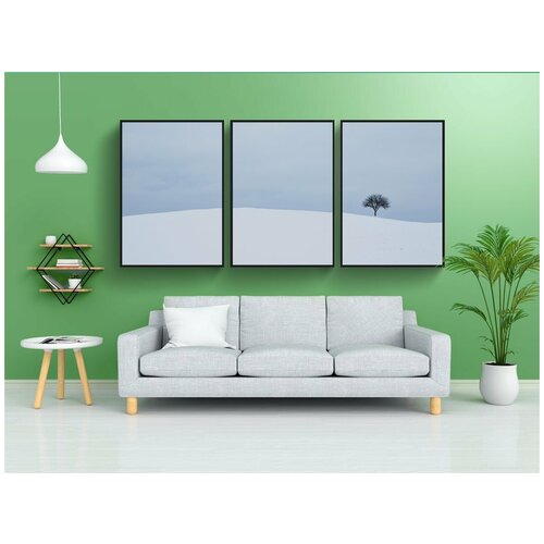 фото Набор модулных постеров для интерьера "зима, белый, дерево" 60x90 см. в тубусе, без рамки lotsprints