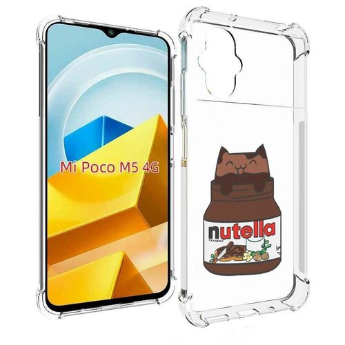 Чехол MyPads кошечка-в-нутелле для Xiaomi Poco M5 задняя-панель-накладка-бампер