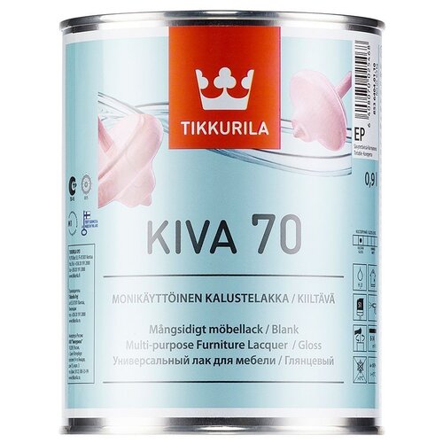 Tikkurila Kiva 70 бесцветный, глянцевая, 0.9 кг, 0.9 л лак акрилатный tikkurila