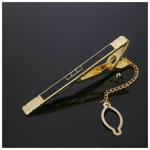 фото Queen fair зажим для галстука стальной "классический" квадраты с эмалью, цвет чёрный в золоте