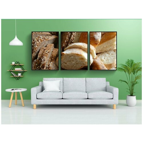фото Набор модулных постеров для интерьера "буханка, завтрак, корзина для хлеба" 60x90 см. в тубусе, без рамки lotsprints