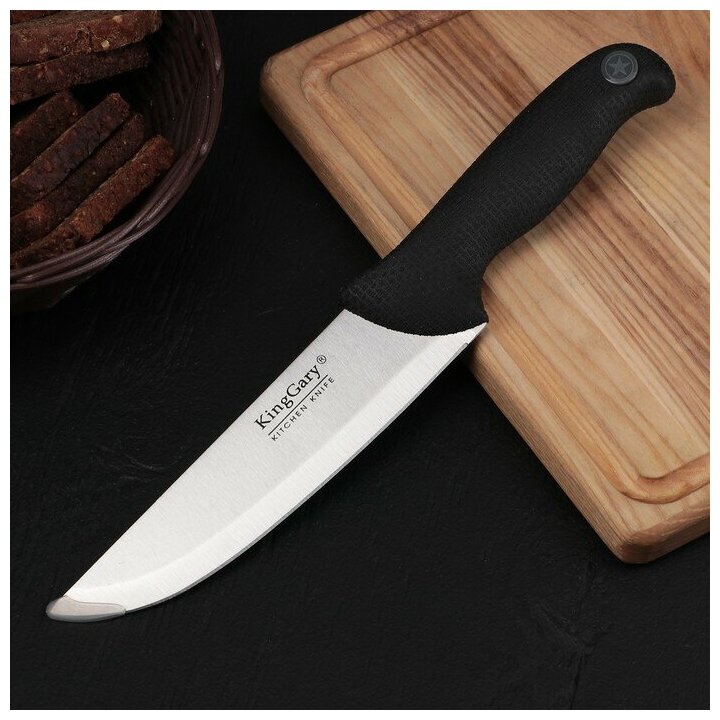 Нож кухонный «Верон», лезвие 18 см, ручка soft-touch, цвет чёрный