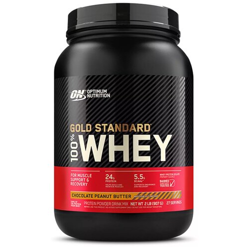 Протеин Optimum Nutrition 100% Whey Gold Standard, 909 гр., шоколадно-арахисовая паста onlylife изолят сывороточного белка порошок 200 г