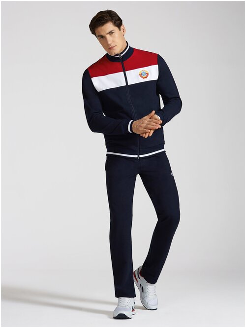 Костюм Red-n-Rocks, олимпийка и брюки, силуэт прямой, карманы, размер 48, синий, красный