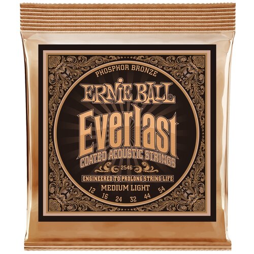 фото Ernie ball 2546 everlast coated phosphor bronze medium light 12-54 струны для акустической гитары