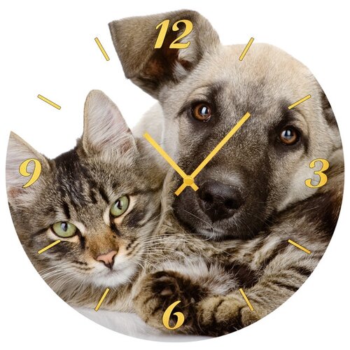 фото Svs настенные часы svs 4002054 пес и кот