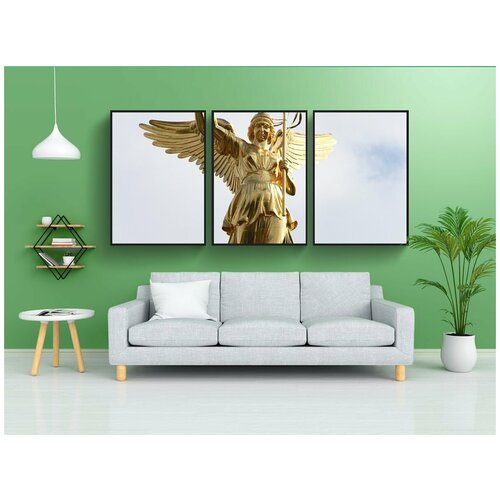 фото Набор модулных постеров для интерьера "берлин, статуя, золотой" 60x90 см. в тубусе, без рамки lotsprints