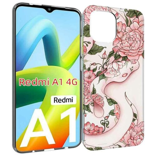 Чехол MyPads змея-в-розовых-цветах женский для Xiaomi Redmi A1 задняя-панель-накладка-бампер