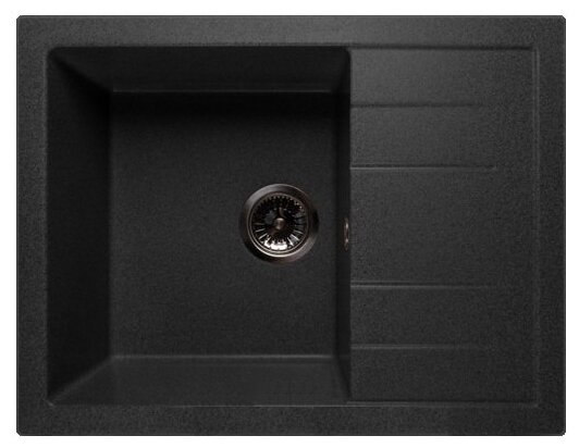 Врезная кухонная мойка 65 см GranFest Quadro GF-Q650L черный - фотография № 2