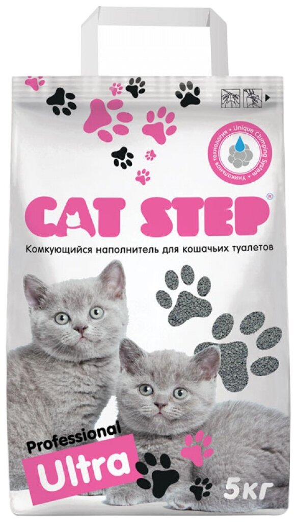 Cat Step Professional Ultra наполнитель минеральный комкующийся 5 кг. 5 л. - фотография № 1