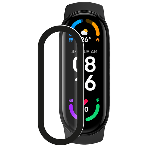 Защитное органическое стекло Watch PMMA для Xiaomi Mi Band 6, черная рамка, Deppa