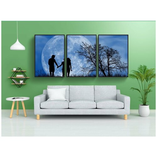 фото Набор модулных постеров для интерьера "романтический, романтический вечер, полнолуние" 60x90 см. в тубусе, без рамки lotsprints