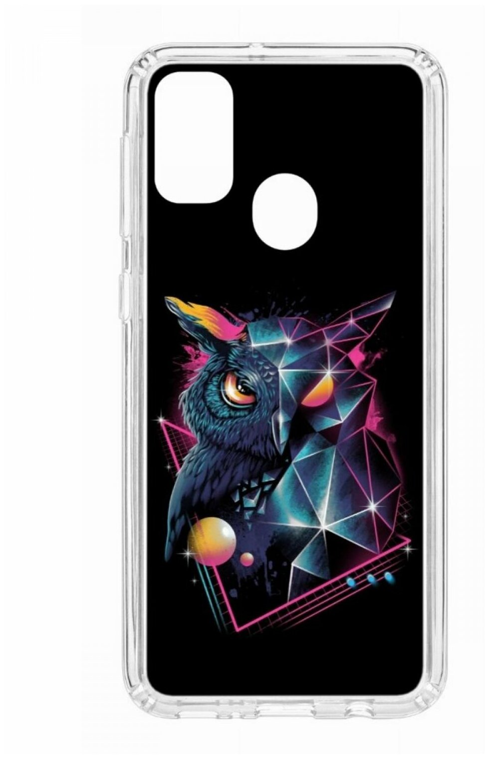 Чехол для Samsung Galaxy M30S Kruche Print Retro Owl, пластиковая накладка, силиконовый бампер с защитой камеры, защитный прозрачный кейс с рисунком