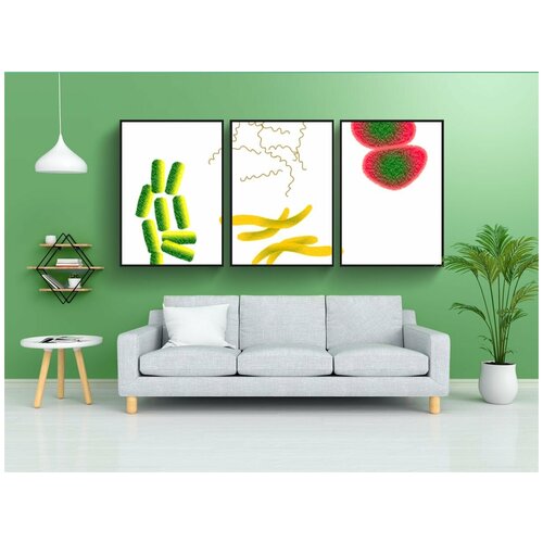 фото Набор модулных постеров для интерьера "бактерии, микробы, инфекция" 60x90 см. в тубусе, без рамки lotsprints