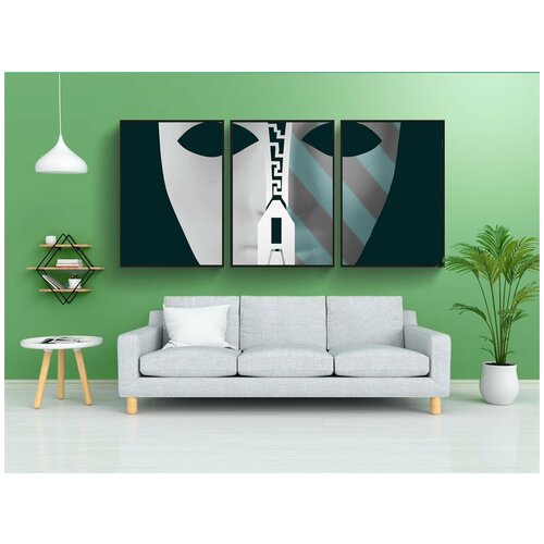 фото Набор модулных постеров для интерьера "психология, психика, маска" 60x90 см. в тубусе, без рамки lotsprints