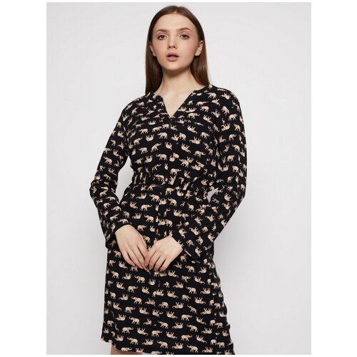 фото Платье-туника на кулиске, цвет черный, размер xl zolla