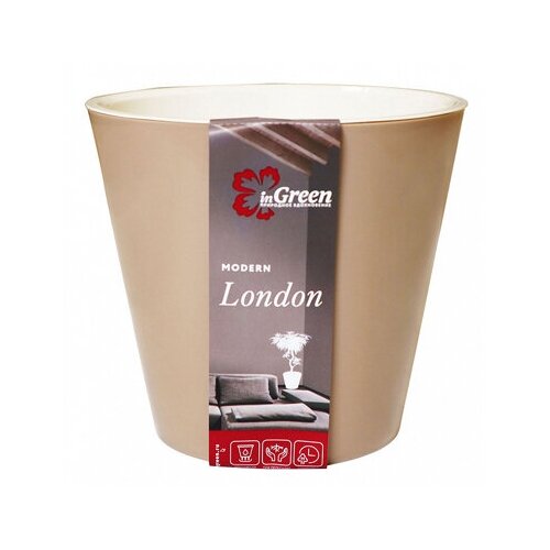 Пластик Репаблик Горшок для цветов InGreen London, 5 л, молочный шоколад