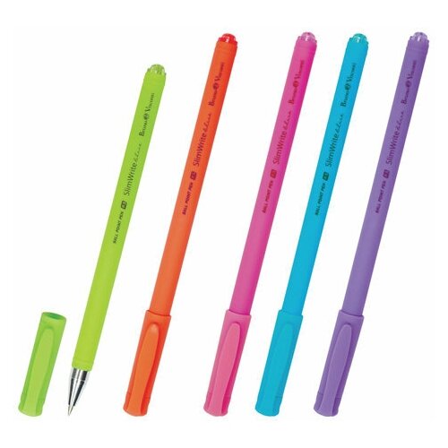 Набор 24 штуки - Ручка шариковая BRUNO VISCONTI SlimWrite Special, синяя, корпус ассорти, узел 0,5 мм, линия письма 0,3 мм, 20-0007