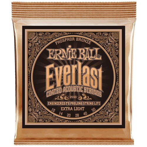 фото Ernie ball 2550 everlast coated phosphor bronze extra light 10-50 струны для акустической гитары