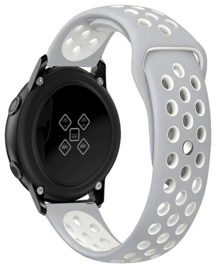 Силиконовый ремешок Grand Price для Samsung Galaxy Watch Active, серый с белым