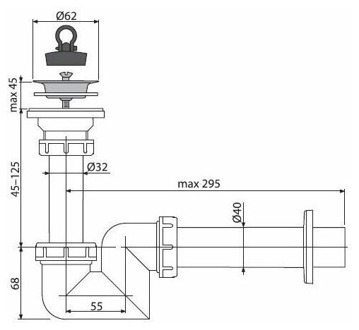 Сифон для умывальника Alca Plast AlcaPlast A412-DN40