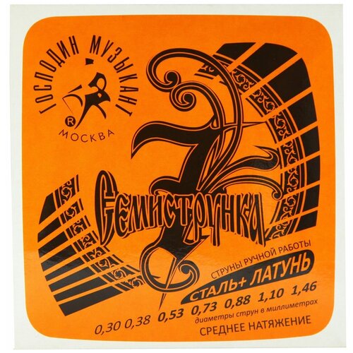 Струны для акустической гитары Господин Музыкант R-12 Семиструнка, Gray