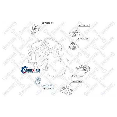 25-71072-sx_подушка двс передняя! акпп\ mazda 626 gf/gw 1.8-2.0 97>, stellox, 25-71072-sx