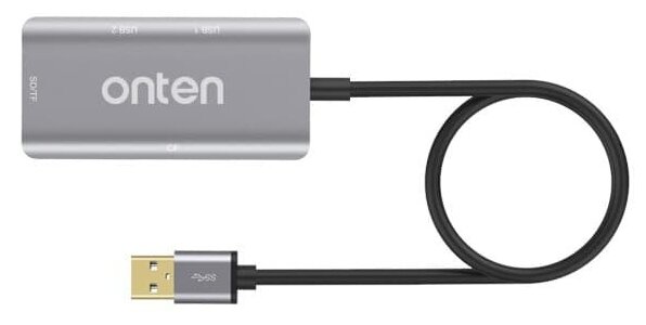 Разветвитель адаптер переходник USB 30 HUB Хаб картридер Onten OTN-8107 2 порта USB 30/SD/TF/CF серый