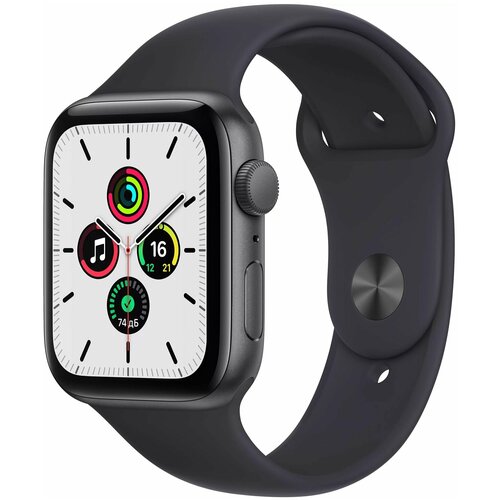 Умные часы Apple Watch SE GPS 44мм Aluminum Case with Sport Band RU серый космостёмная ночь 2894000₽