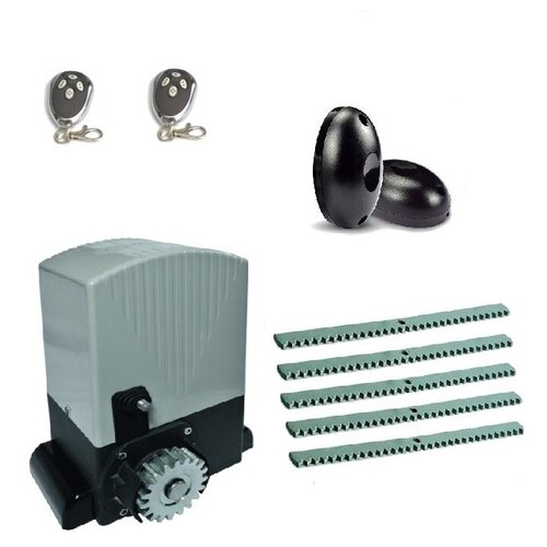 фото Автоматика для откатных ворот an-motors asl2000kit-fk5, комплект: привод, фотоэлементы, 2 пульта, 5 реек