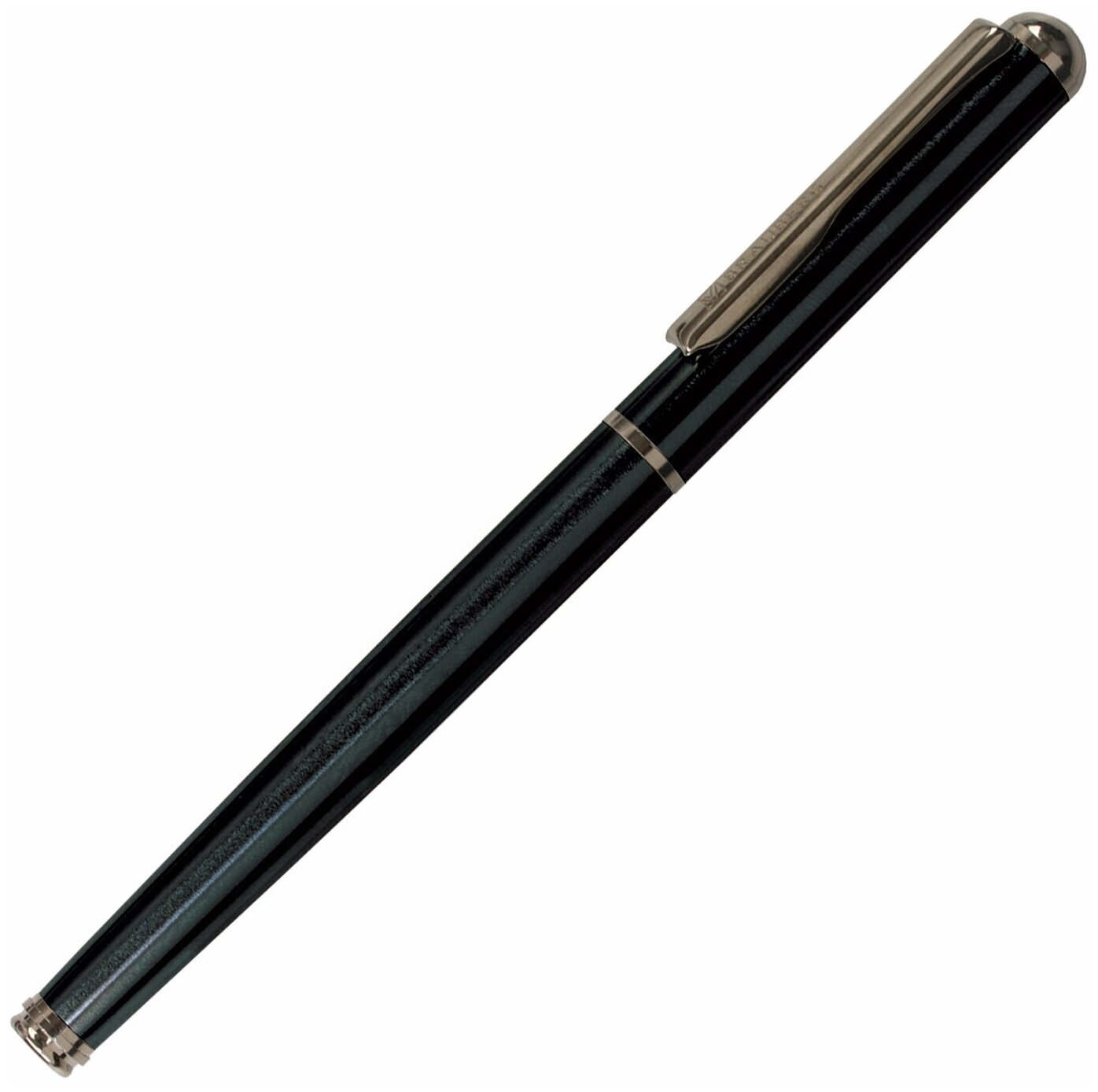Ручка бизнес-класса перьевая Brauberg Larghetto, синяя, корпус черный с хромированными деталями, линия письма 0,25 мм (143477)