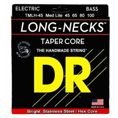 фото Dr strings tmlh-45 long necks струны для 4-струнной бас-гитары