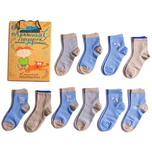 фото Набор для мальчиков из 10 пар носков lorenzline микс, размер 12-14