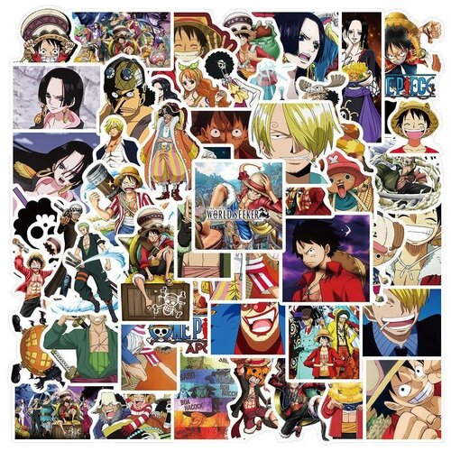 Наклейки Ван Пис / One Piece водостойкие 50шт (4-6см)