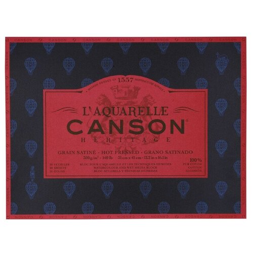 Купить Бумага для акварели Canson Блок для акварели Heritage CANSON, 300г/м2, 31х41см, Сатин, склейка 20 листов