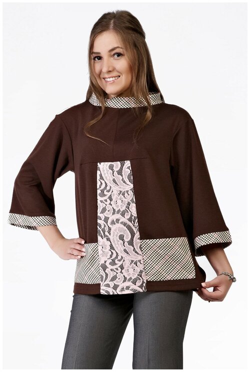 Блуза  SettyS Collection, трикотажная, размер 44, коричневый