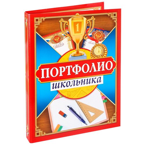 фото Папка на кольцах портфолио школьника, 16 листов, 24,5х32 см сима-ленд