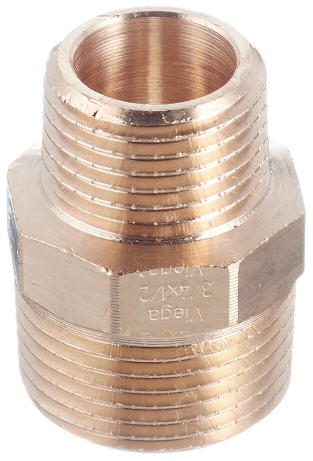 фото Ниппель переходной Viega (266523) 1/2 НР(ш) х 3/4 НР(ш) бронзовый