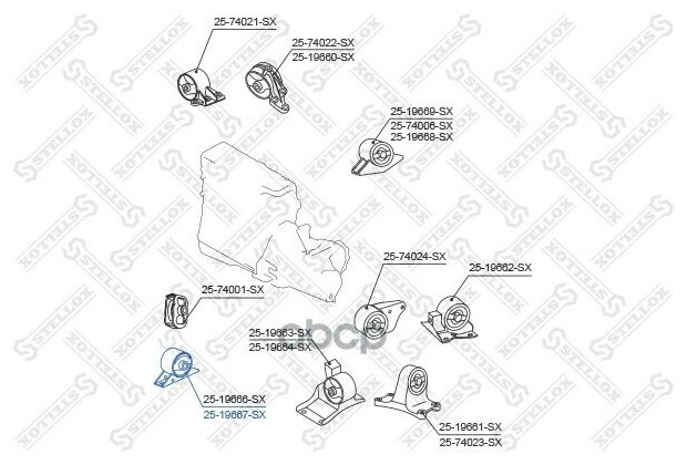 25-19667-Sx_подушка Двигателя Передняя! Nissan Primera P11 96-01 Stellox арт. 25-19667-SX