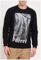Черный мужской свитшот Parrey, белый принт Interchange размер M