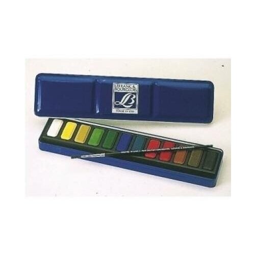 Набор акварели Lefranc&Bourgeois 12 цв в кюветах в металлической коробке