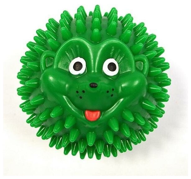 Массажный мячик Ежик, диаметр 75мм, зеленый, шарик для занятия физкультурой и массажа. - фотография № 1